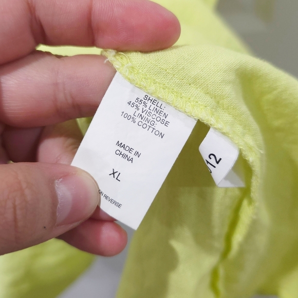 NEW YORK & COMPANY Linen Blend Strappy Lemon Yellow Mini Dress, Size XL - Picture 7 of 13